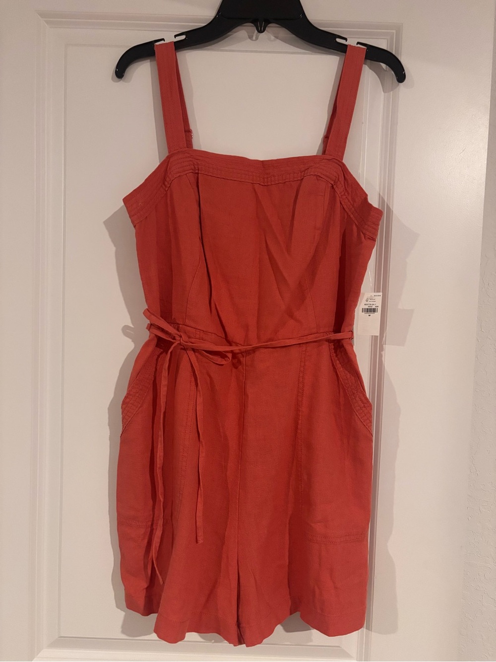 Old Navy Rust Orange Sleeveless Romper Dress with Tie Waist
